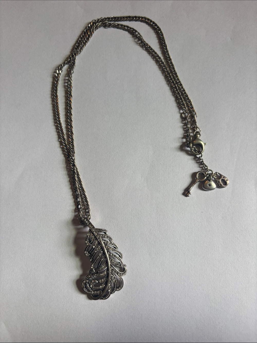 Fossil Silver Feather Pendant Necklace - Elegant Women's Jewelry